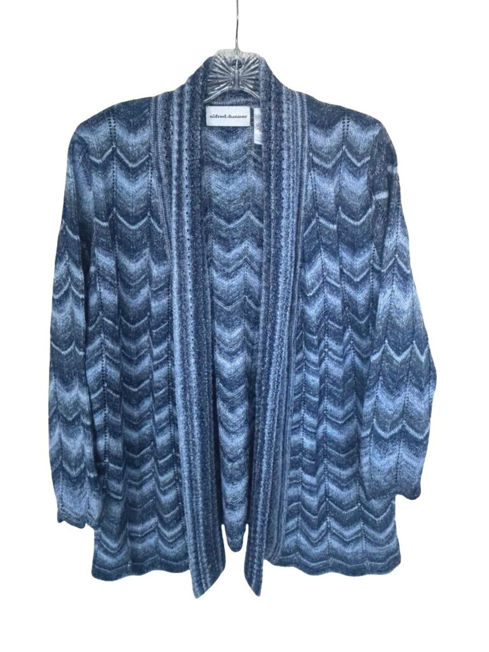 Alfred Dunner Chevron Knit Cardigan Sweater Size Small Open Front